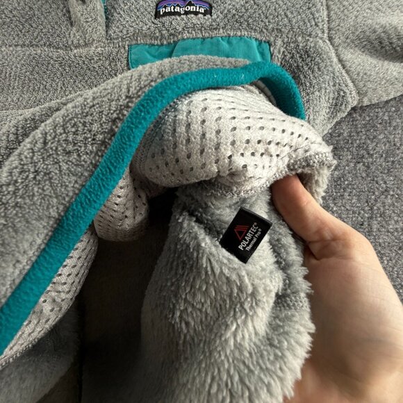 Patagonia Fleece Jacket Women Gray Blue Medium 1/4 Snap Soft Fuzzy Pullover - Picture 11 of 15